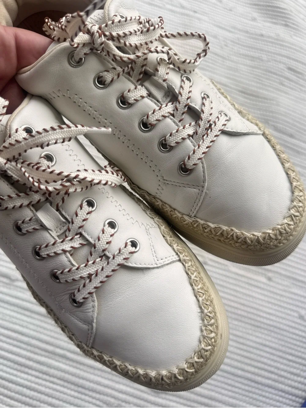 Lucky Brand Cheynas Leather Espadrille Platform Sneakers Size 8.5